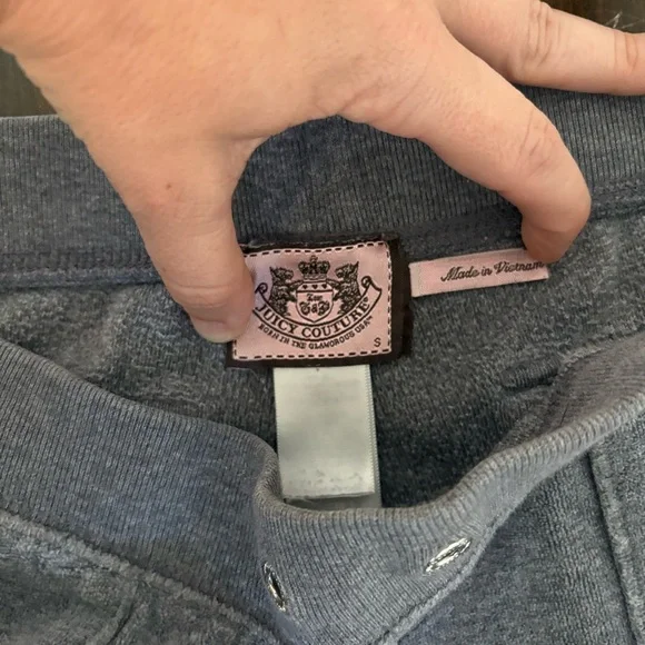 Y2K Vtg Low Rise Juicy Couture Gray Flared Track Pants w/ pockets Loungwear swan - Picture 8 of 11